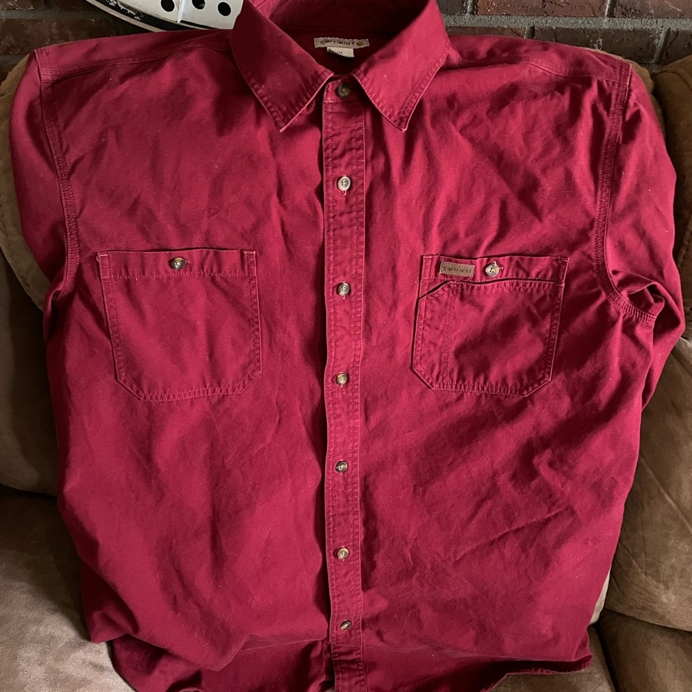 Size XL long sleeve brushed cotton carhartt button up shirt